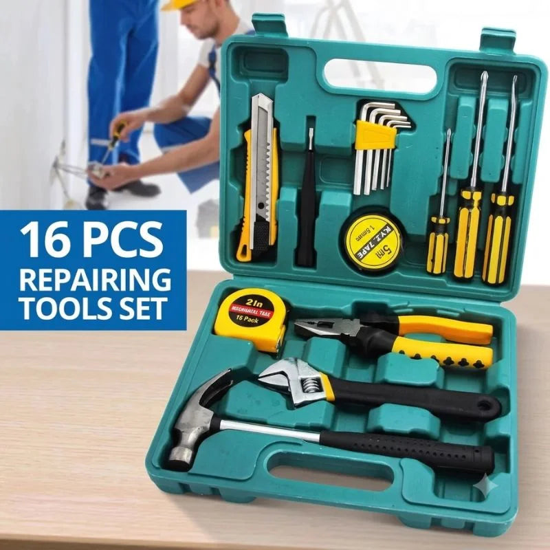 12-in-1 Home Tool Kit | Multi-Purpose Household Repair Tool Set | Hardware Toolkit with Durable Storage Box