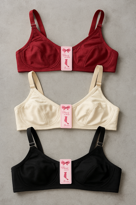 Jersey High Quality Soft Stuff Non-Padded Bra for Women – Plain, Comfortable & Lightweight Everyday Wear Lingerie (Random Color, Sizes 32-42) - 32