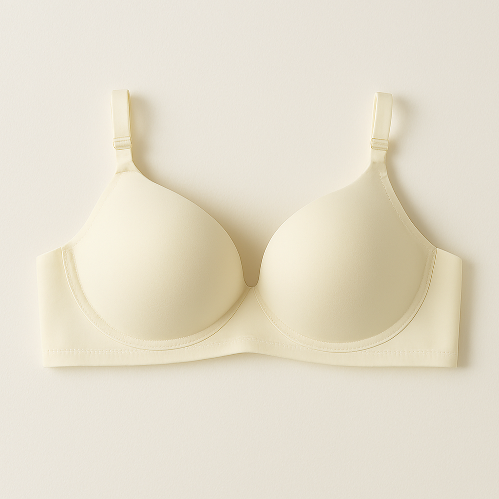 Cotton Light Padded Bra – Comfortable Everyday Wear, Plain Design (Sizes 32–42, Beige) - 32