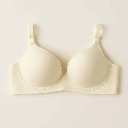 Cotton Light Padded Bra – Comfortable Everyday Wear, Plain Design (Sizes 32–42, Beige) - 32