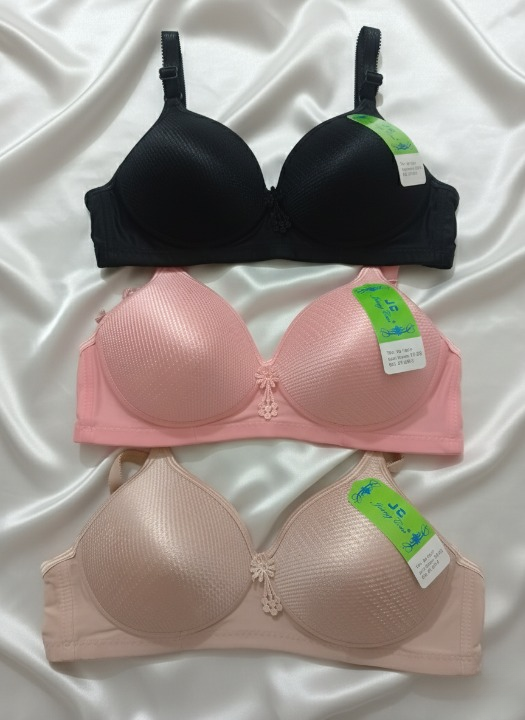 Jersey Sequins Padded Bra – Stylish, Comfortable & Lightweight Everyday Wear | Sizes 34 (Random Color)