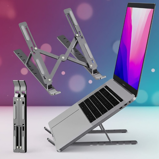 Professional Branded Speed-X 18-Inch Biggest Height Heavy Duty Professional Laptop Stand Aluminium Alloy Creative Adjustable Folding Portable With Pouch Cover And 6 Angles Adjustable