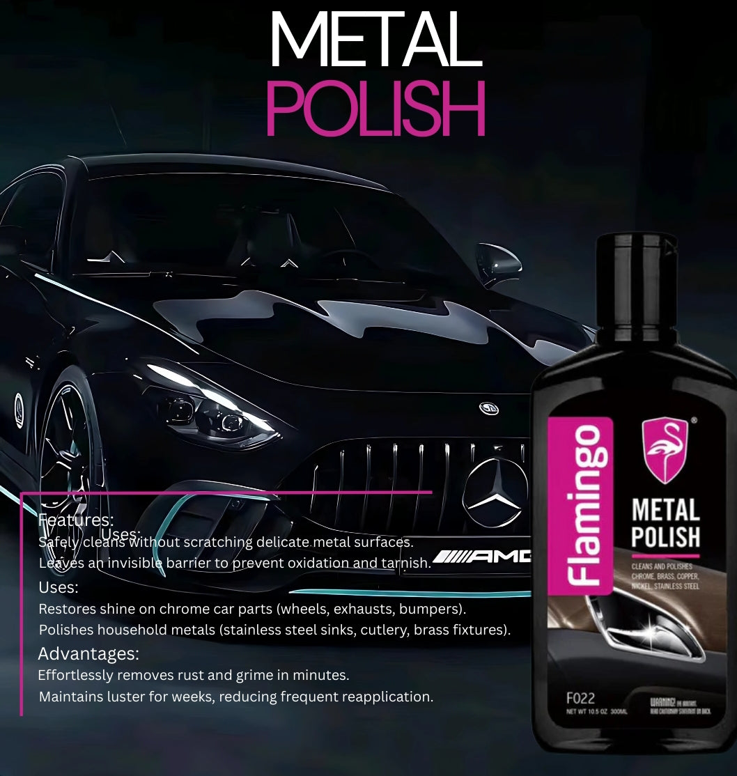 Flamingo Metal Polish 300ML – Multi-Surface Metal Cleaner & Shine Restorer for Chrome, Brass, Copper & Stainless Steel