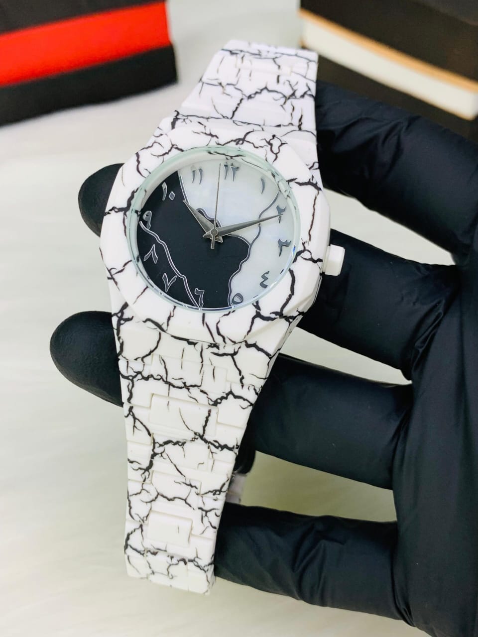 New Arrival Arabic Aura White Marble Edition Watch for Men & Women – Premium Quartz Analog Wrist Watch with Unique Marble Strap