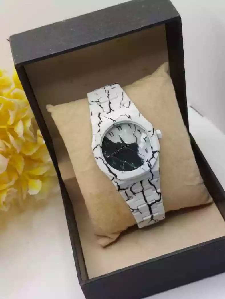 New Arrival Arabic Aura White Marble Edition Watch for Men & Women – Premium Quartz Analog Wrist Watch with Unique Marble Strap