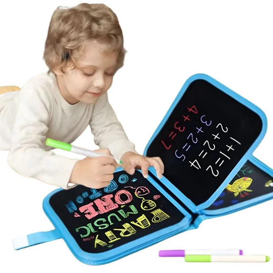 Erasable Doodle Drawing Book for Kids | Reusable Waterproof Activity Book with 3 Pens & 3 Wipes | Random Designs