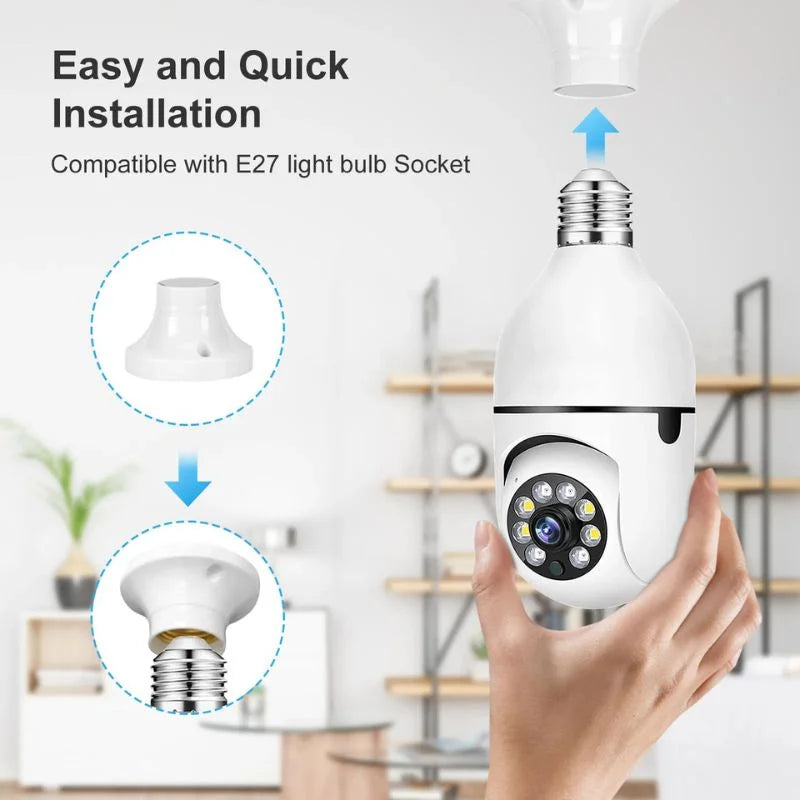 Speed-X Bulb Camera 1080P WiFi 360° Panoramic Security Camera | Night Vision & Two-Way Audio